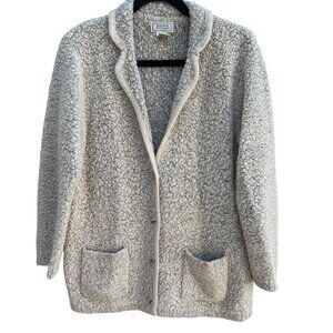 Jennifer Moore Womens Sherpa Boucle Cardigan Jacket Pockets Long Sleeve Cozy S